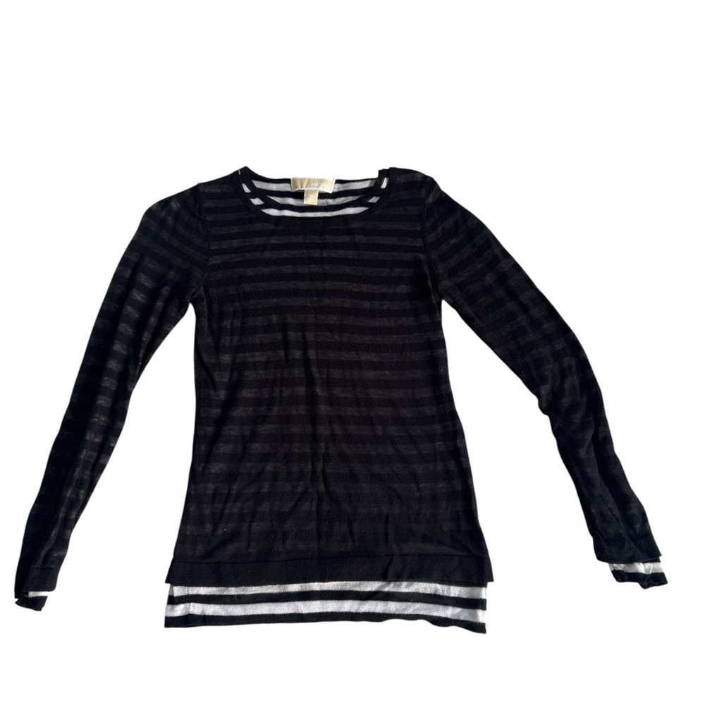 Michael Kors Striped Top Double Layer Soft Cotton Blend Lightweight